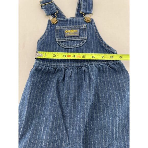 Vtg 90’s Oshkosh Overall Dress Girls Sz 3T Bib Denim Striped NEW - Picture 7 of 11